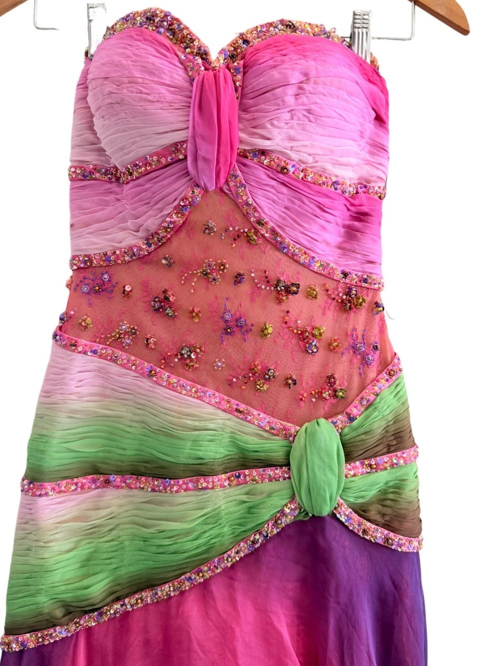 Mac Duggal Couture Beaded Strapless High Low Prom Formal Dress Pink Size 4 - Picture 3 of 16